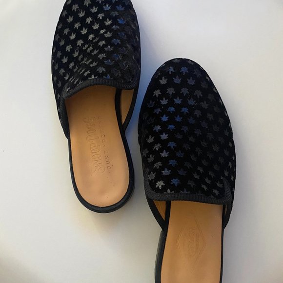 Cannabis-print Duke & Dexter Velvet Mules/Slip-Ons In Black main image 5